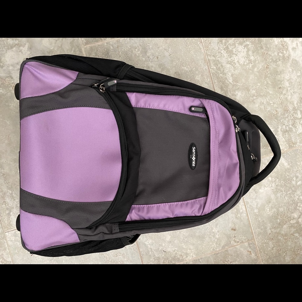 Samsonite rolling backpack- black/purple